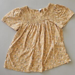 Lucky Brand Yellow Flowered Top size xs